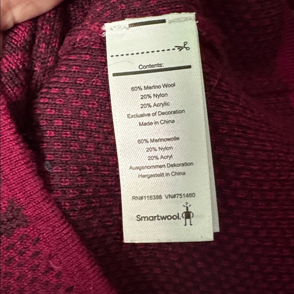 Smartwool XS Pink and maroon Patterned wool Zip-Up Sweater - Picture 4 of 4